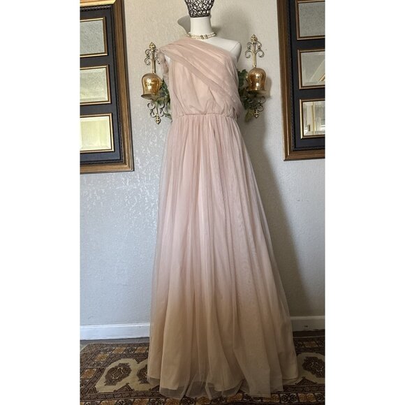 Pink Formal Dress Long Off The Shoulders Ballgown Flowy Tulle Women’s Size 12 - Picture 1 of 14